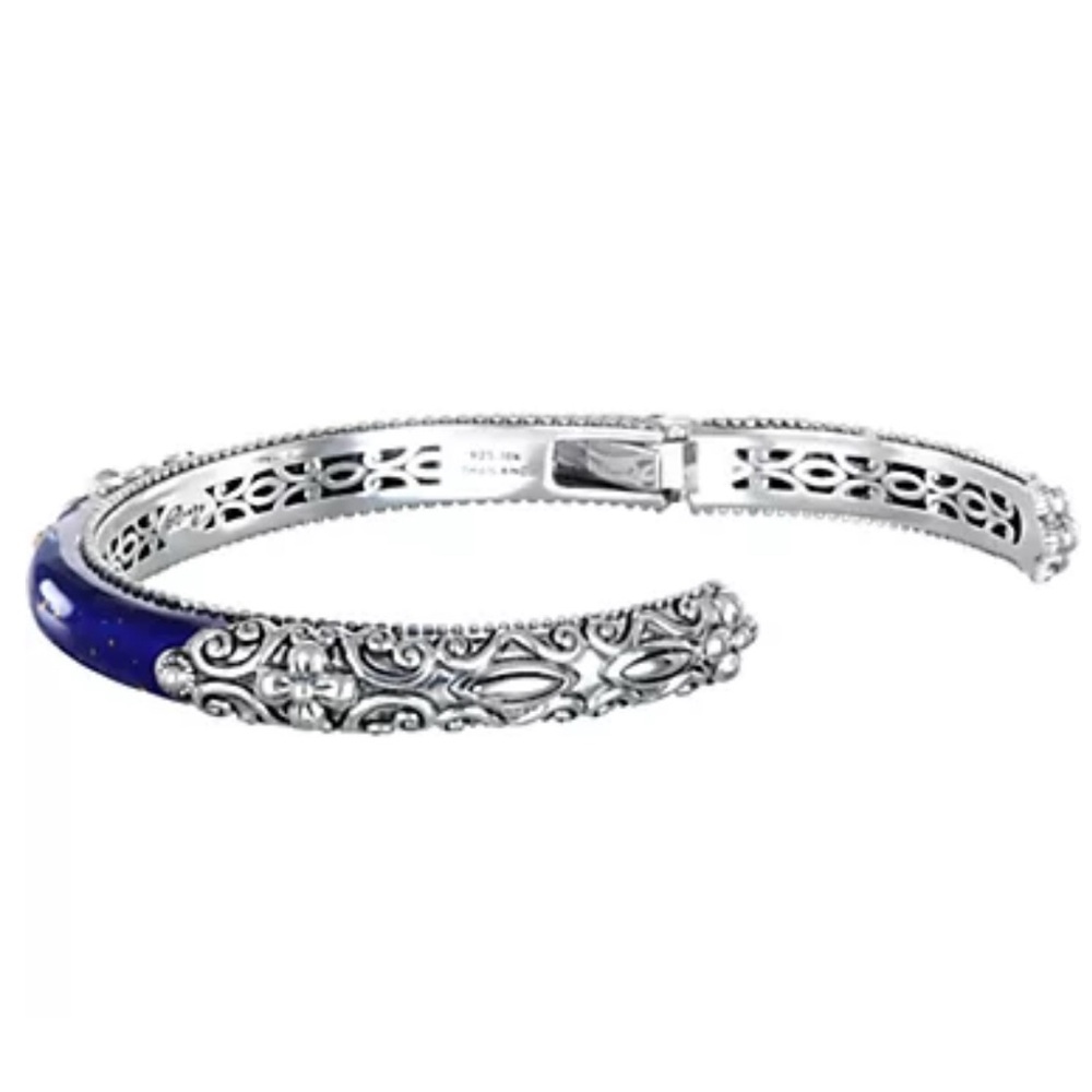 Barbara Bixby 925 Sterling Silver & 18K Blue Enamel Cuff Bracelet 6” Lot#798 - Picture 2 of 10